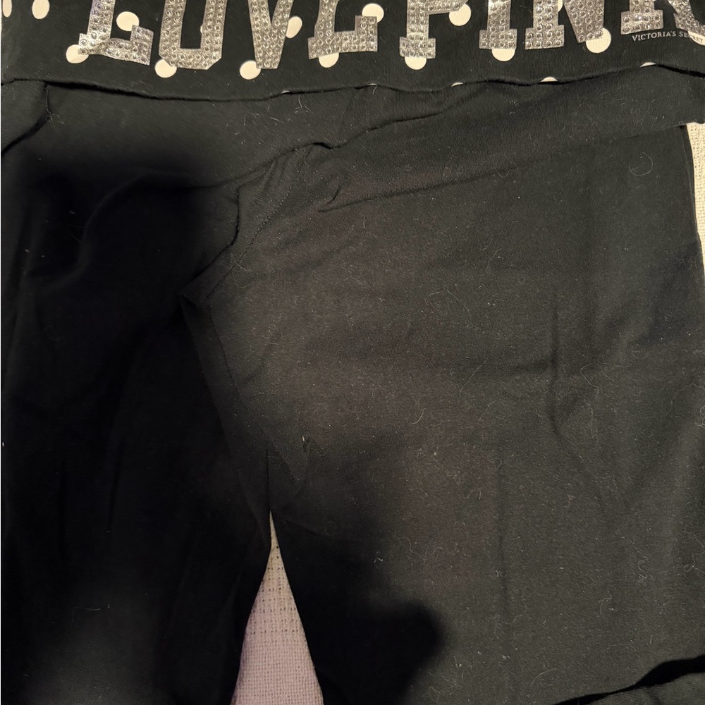 PINK Victoria's Secret Black and Silver Kids Leggings - Picture 4 of 5